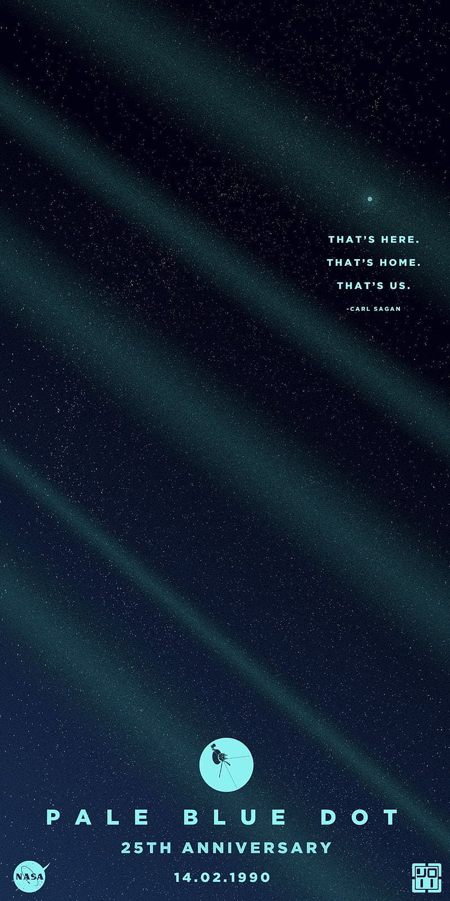 Pale Blue Dot 25th Anniversary Poster Featuring Carl Sagan Quote and Voyager Spacecraft HD phone wallpaper