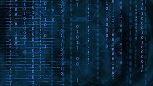 Abstract Digital Binary Code Matrix with Futuristic Blue Technology Interface HD wallpaper