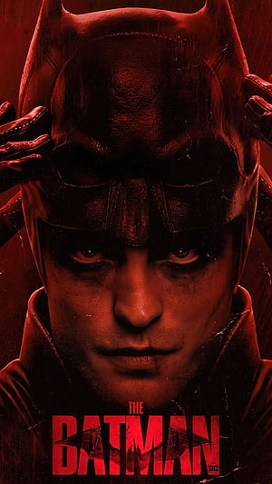 The Batman 2022 Movie Poster Featuring Robert Pattinson in Dark Red Cinematic Lighting HD phone wallpaper
