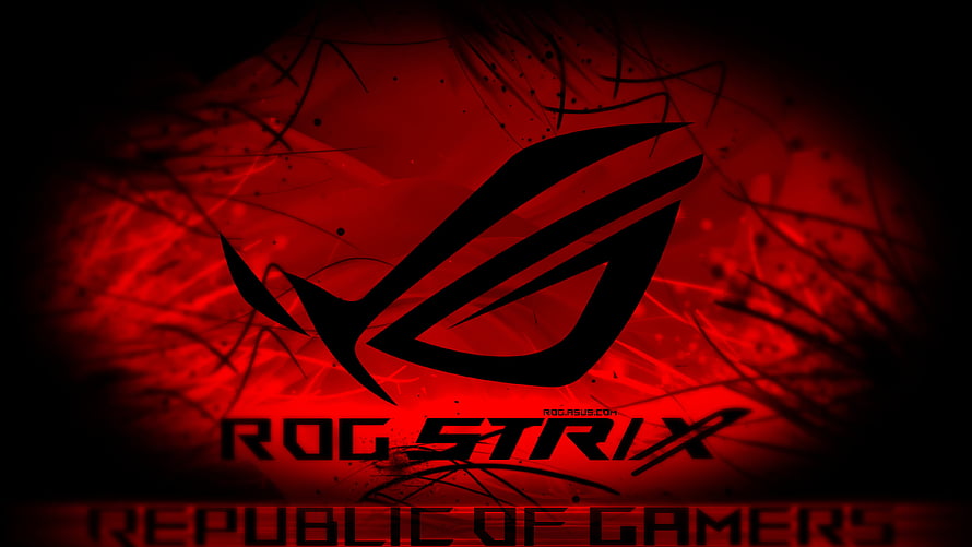 ASUS ROG Strix Republic of Gamers Red and Black Gaming Logo Wallpaper HD wallpaper