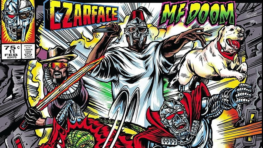 Czarface and MF DOOM comic book cover art featuring armored characters and a bulldog HD wallpaper