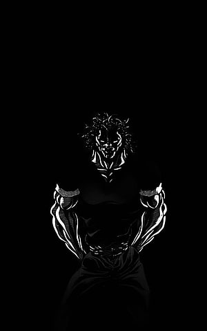 Yujiro Hanma Baki Anime Character Black and White Minimalist Portrait HD phone wallpaper