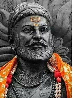 Shivaji Maharaj Portrait Statue with Turban and Orange Garlands HD phone wallpaper