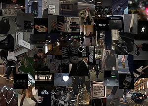 Dark Grunge Aesthetic Collage with Urban Night Scenes and Vintage Film Photos HD wallpaper