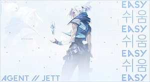 Valorant Jett Agent Minimalist Illustration with Soft Blue Palette and Floating Dagger HD wallpaper
