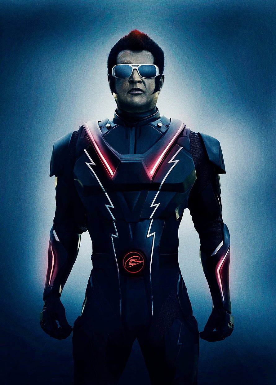 Chitti Robot Hero from Enthiran 2.0 in Futuristic Black and Red Suit HD phone wallpaper