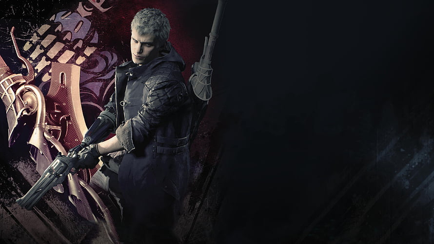 Nero from Devil May Cry 5 holding a revolver with a dark gothic background HD wallpaper