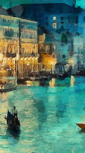 Impressionist Venice Canal Scene with Gondola and Historic Architecture HD phone wallpaper