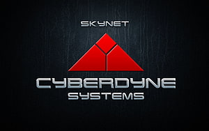 Skynet Cyberdyne Systems Logo on Dark Textured Background HD wallpaper