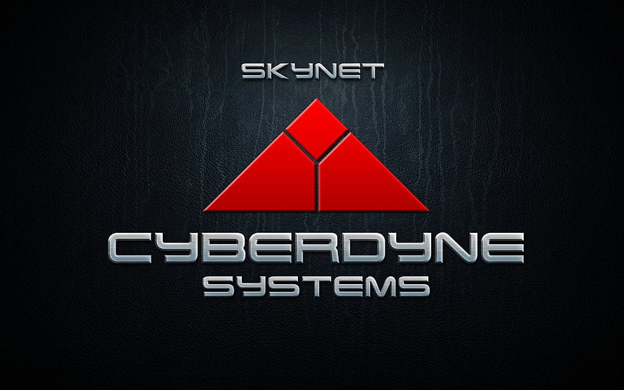 Skynet Cyberdyne Systems Logo on Dark Textured Background HD wallpaper