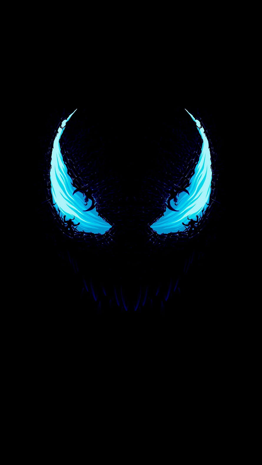 Glowing Blue Venom Eyes in Dark AMOLED Style HD phone wallpaper
