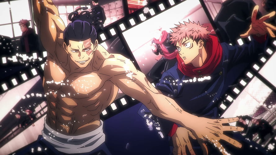 Aoi Todo and Yuji Itadori in Dynamic Jujutsu Kaisen Anime Action Scene HD wallpaper