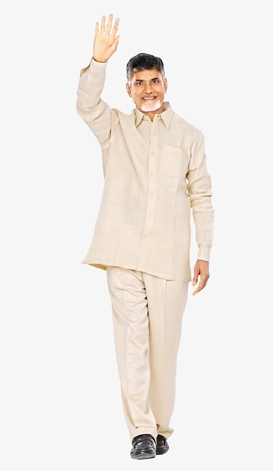 Nara Chandrababu Naidu in cream kurta waving hand against white background HD phone wallpaper