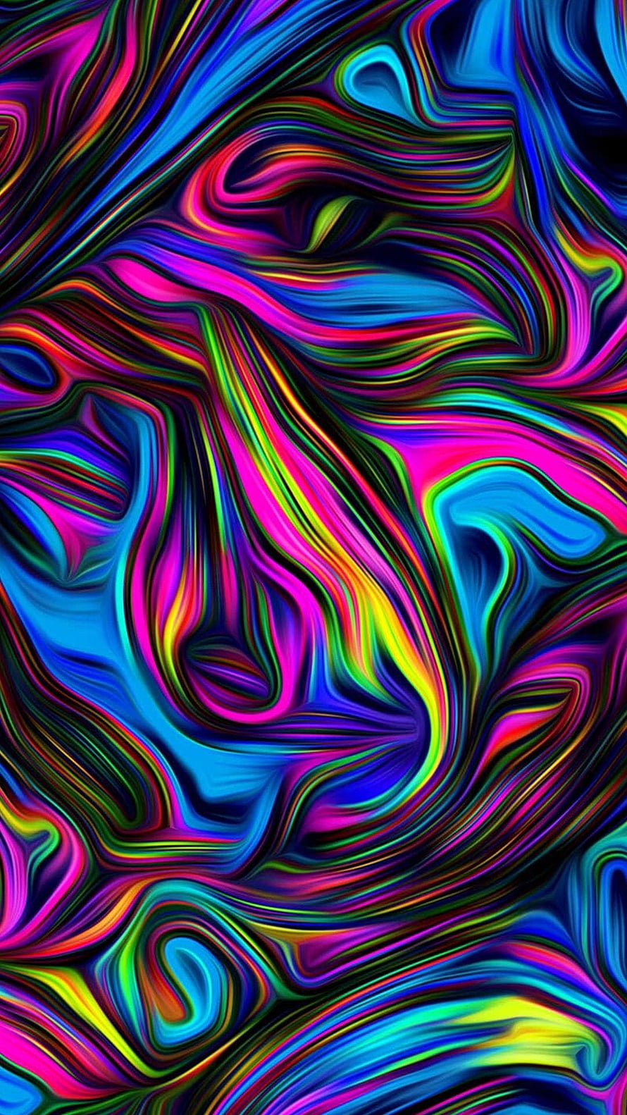 Vibrant Psychedelic Liquid Swirls Abstract Digital Art Pattern HD phone wallpaper