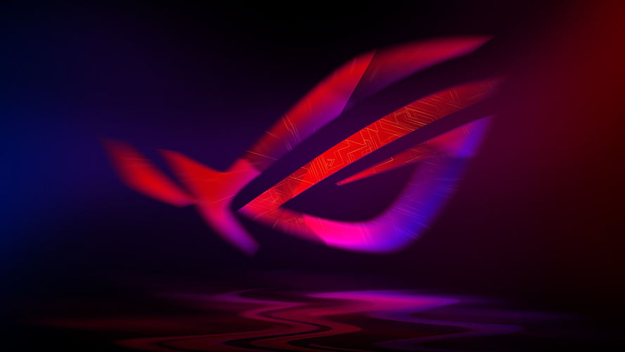 Republic of Gamers ROG Logo with Red and Purple Neon Glow on Dark Background HD wallpaper