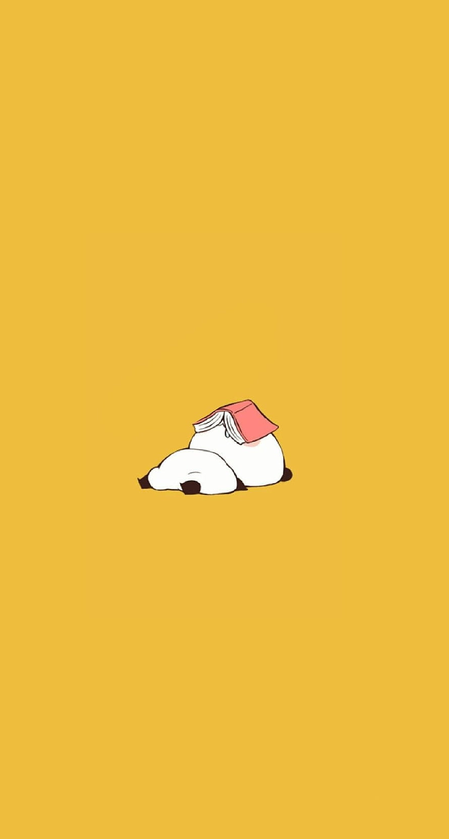 Cute Kawaii Panda Sleeping with Book on Solid Yellow Background HD phone wallpaper