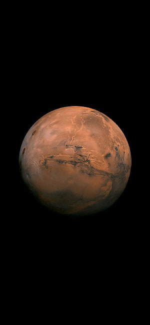 Mars Planet Full Disk View Against Deep Space Black Background HD phone wallpaper