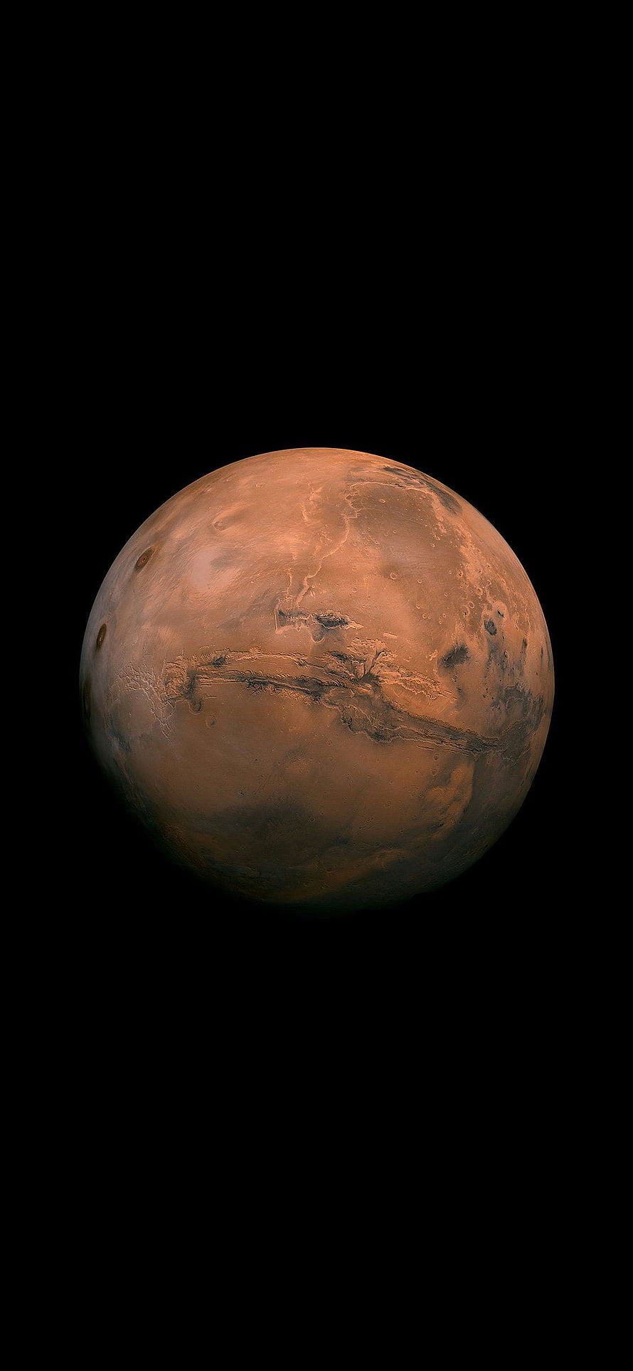 Mars Planet Full Disk View Against Deep Space Black Background HD phone wallpaper