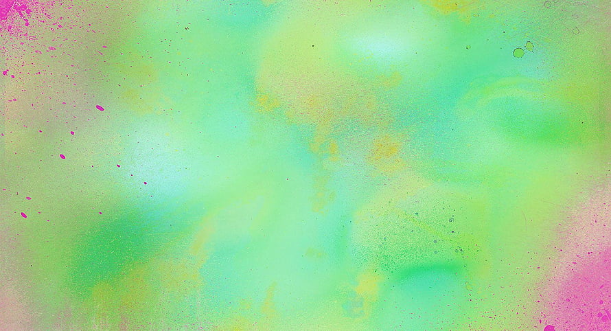 Vibrant Abstract Watercolor Texture with Green and Pink Splatter Accents HD wallpaper