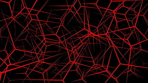 Abstract Red Geometric Network Pattern on Black Background HD wallpaper