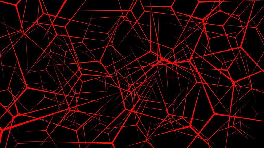 Abstract Red Geometric Network Pattern on Black Background HD wallpaper