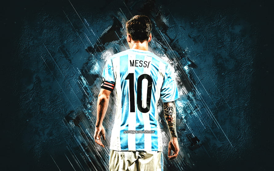 Lionel Messi Argentina National Team Jersey Number 10 Dramatic Back View HD wallpaper