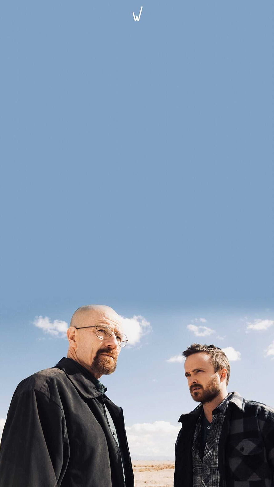 Breaking Bad Walter White and Jesse Pinkman Standing in Desert Under Blue Sky HD phone wallpaper