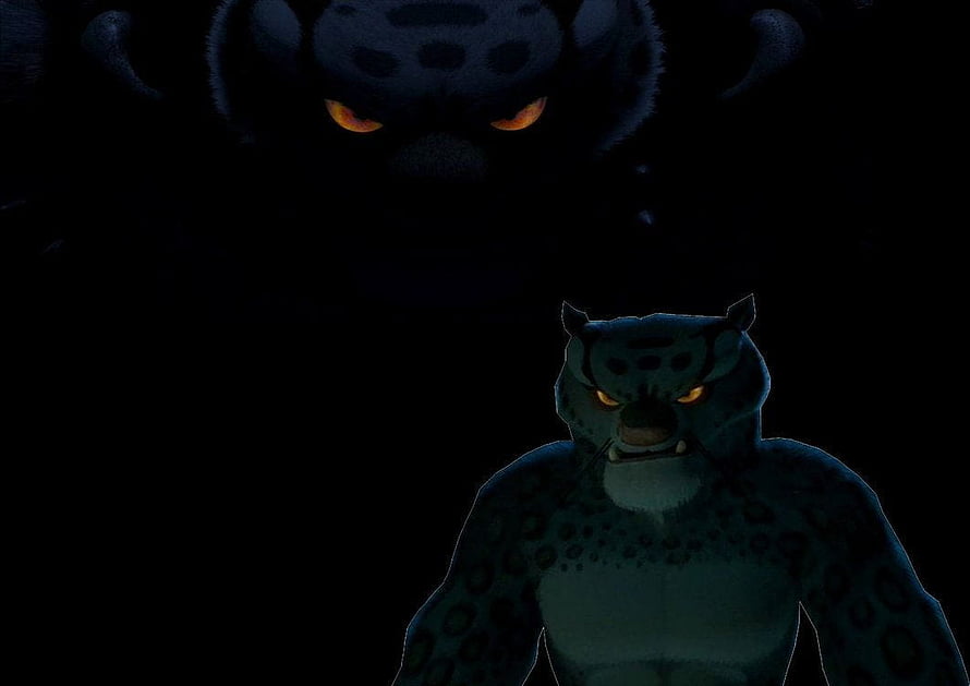 Tai Lung the Snow Leopard from Kung Fu Panda in a Dark Confrontation Scene HD wallpaper