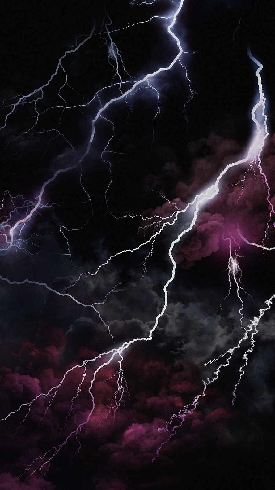 Dramatic Lightning Storm with Purple Clouds and Electric Bolts HD phone wallpaper