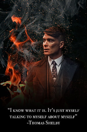 Peaky Blinders Tommy Shelby Portrait With Dramatic Fire And Smoke HD phone wallpaper