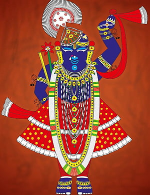 Shrinathji Child Form of Lord Krishna in Traditional Indian Art Style HD phone wallpaper