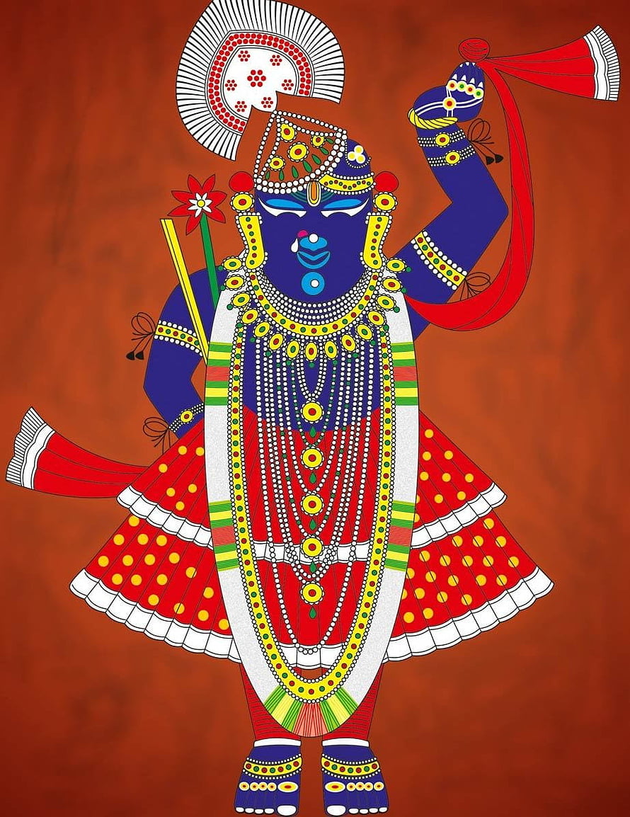 Shrinathji Child Form of Lord Krishna in Traditional Indian Art Style HD phone wallpaper
