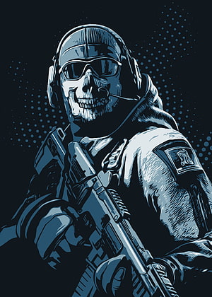 Ghost Simon Riley Skull Soldier Tactical Gear Vector Illustration HD phone wallpaper