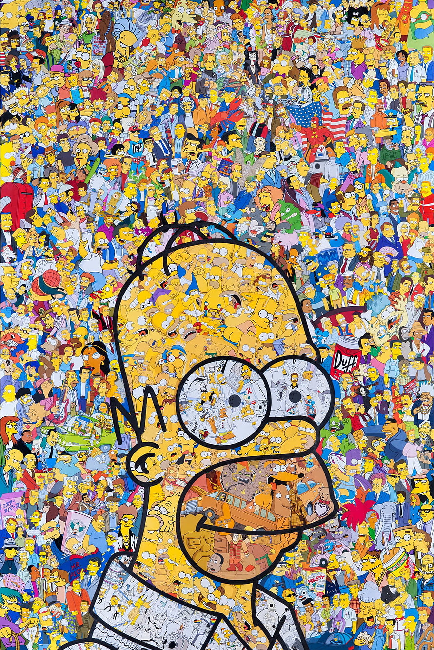 The Simpsons Mosaic Portrait by Mr Garcin Featuring Homer Simpson HD phone wallpaper