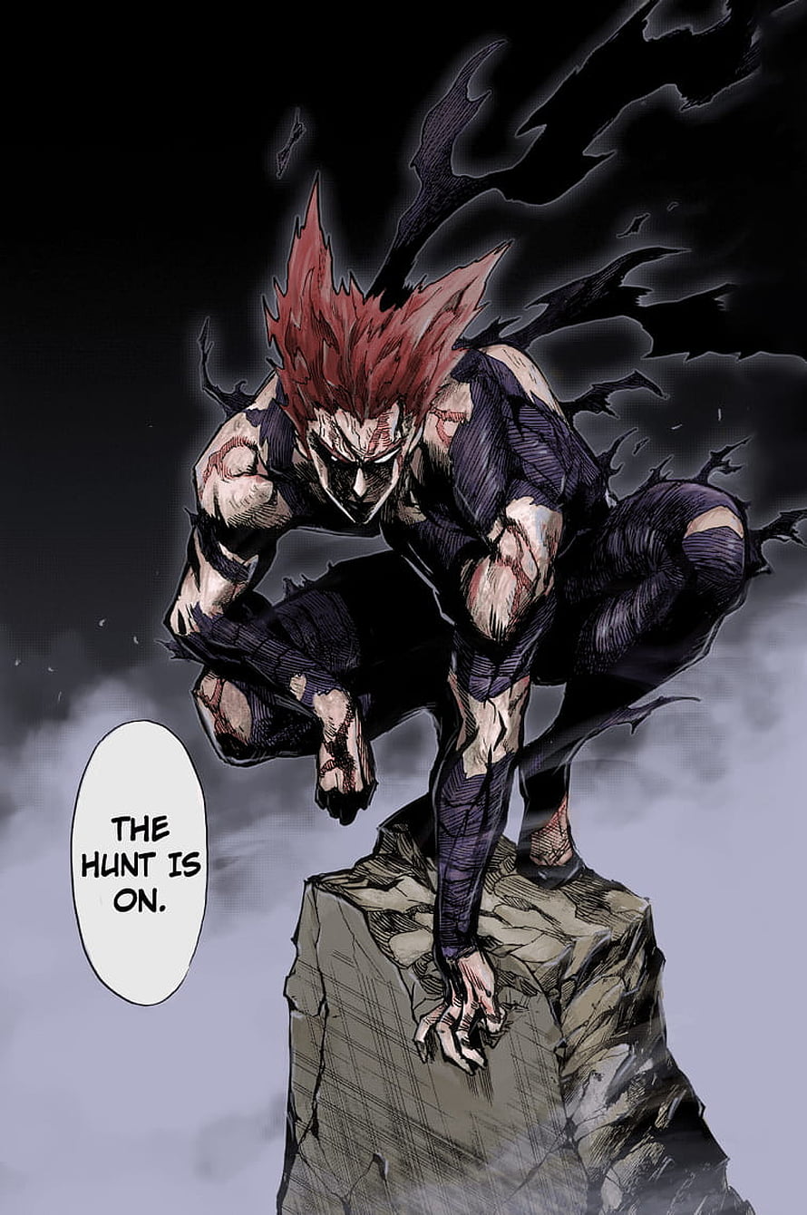 Garou from One Punch Man in a Crouched Combat Stance on a Rock HD phone wallpaper