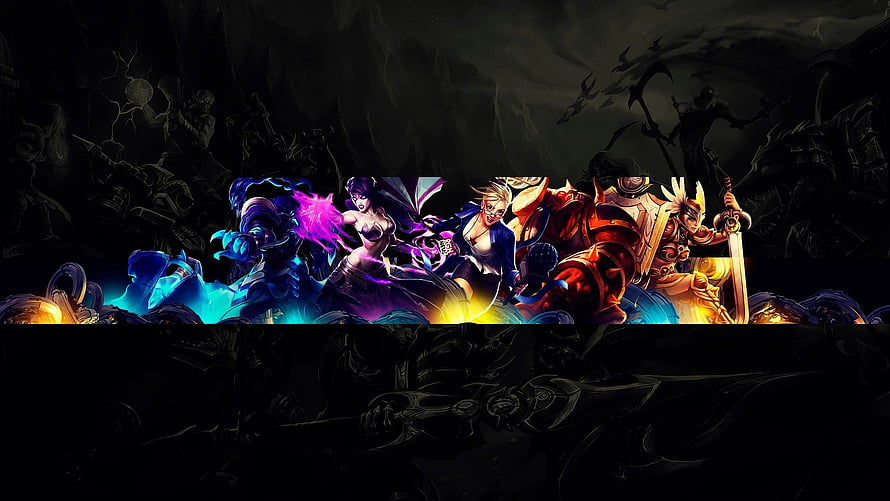 Dark Fantasy Warrior Group Artwork with Vibrant Neon Energy Effects HD wallpaper