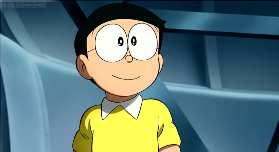 Nobita Nobi from Doraemon in a Yellow Shirt with a Gentle Smile HD wallpaper