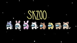 SKZOO Animal Crew in Among Us Style on Starry Black Background HD wallpaper