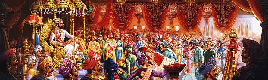 Rajyabhishek of Chhatrapati Shivaji Maharaj in a Grand Royal Court HD wallpaper