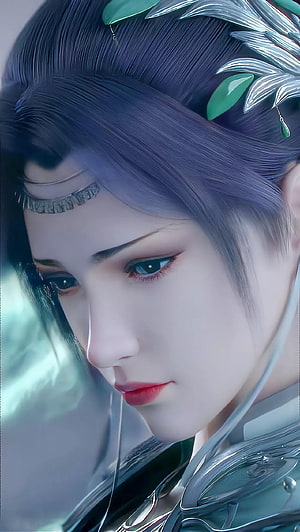 Yun Yun from Fights Break Sphere in a Close-Up 3D Render with Intricate Hair Ornaments HD phone wallpaper