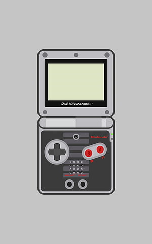 Nintendo Game Boy Advance SP Vector Illustration on Minimal Gray Background HD phone wallpaper