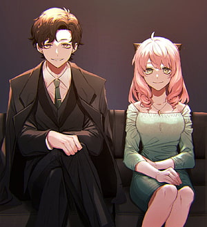 Damian Desmond and Anya Forger from Spy x Family Sitting Together in Formal Attire HD phone wallpaper