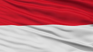 Indonesian National Flag Waving in Wind with Red and White Horizontal Stripes HD wallpaper