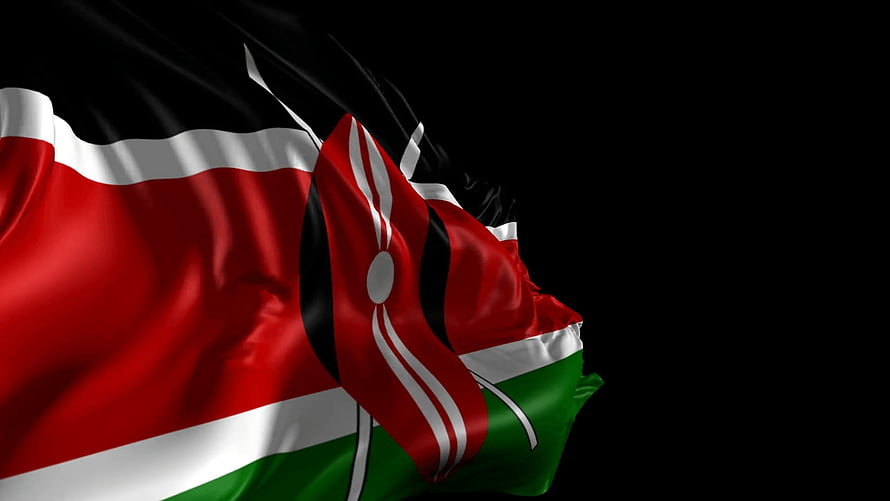 Kenya National Flag Waving Against a Dark Background HD wallpaper