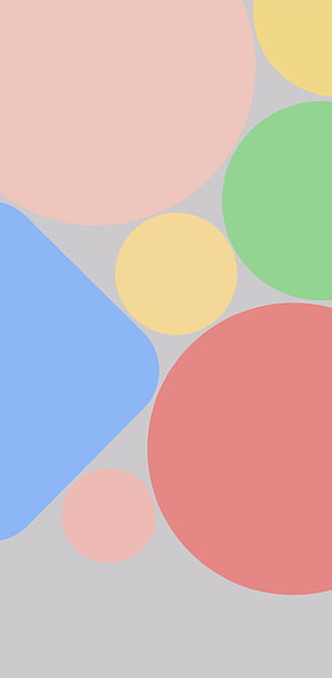Pastel Geometric Circles and Shapes on Soft Gray Minimalist Background HD phone wallpaper