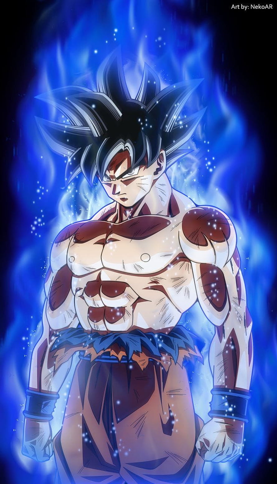 Goku Ultra Instinct Dragon Ball Z Anime Character Artwork with Blue Aura HD phone wallpaper