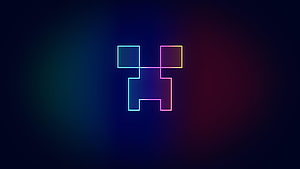 Neon Creeper Outline on Dark Gradient Background HD wallpaper
