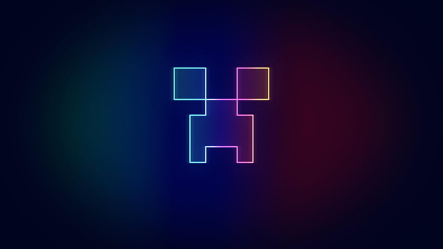 Neon Creeper Outline on Dark Gradient Background HD wallpaper