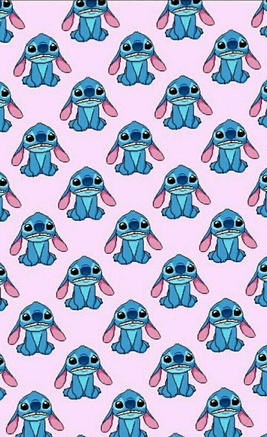 Cute Stitch Pattern Wallpaper with Pink Background HD phone wallpaper