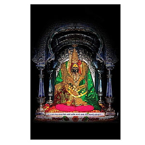 Tuljabhavani Temple Deity Portrait with Ornate Arch and Sanskrit Inscription HD phone wallpaper